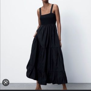 NWOT Zara tiered poplin maxi dress